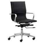 Florence Mid Back Task Chair, Black Synthetic Leather with Metal Arms